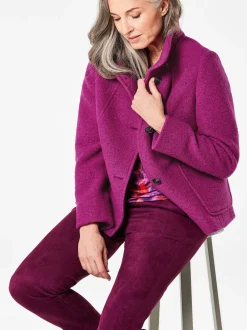 Goldner Damen Wolljacken in aubergine