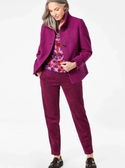 Goldner Damen Wolljacken in aubergine