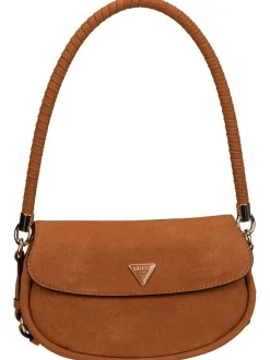 GUESS Damen Schultertasche - Danya Flap Shoulder in cognac