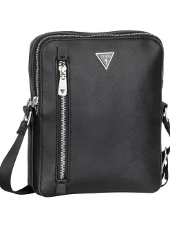 GUESS Herren Bodybag - Torino Saffiano Eco Double Zip in schwarz