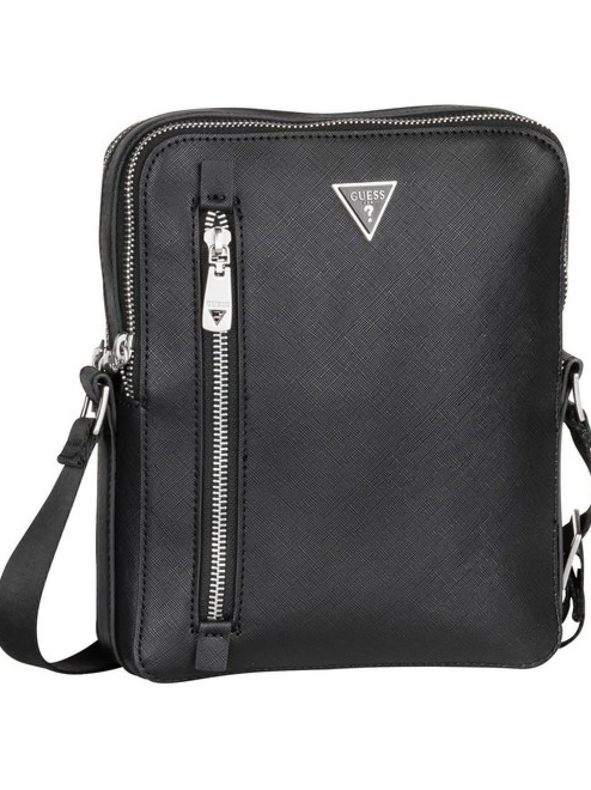 GUESS Herren Bodybag - Torino Saffiano Eco Double Zip in schwarz
