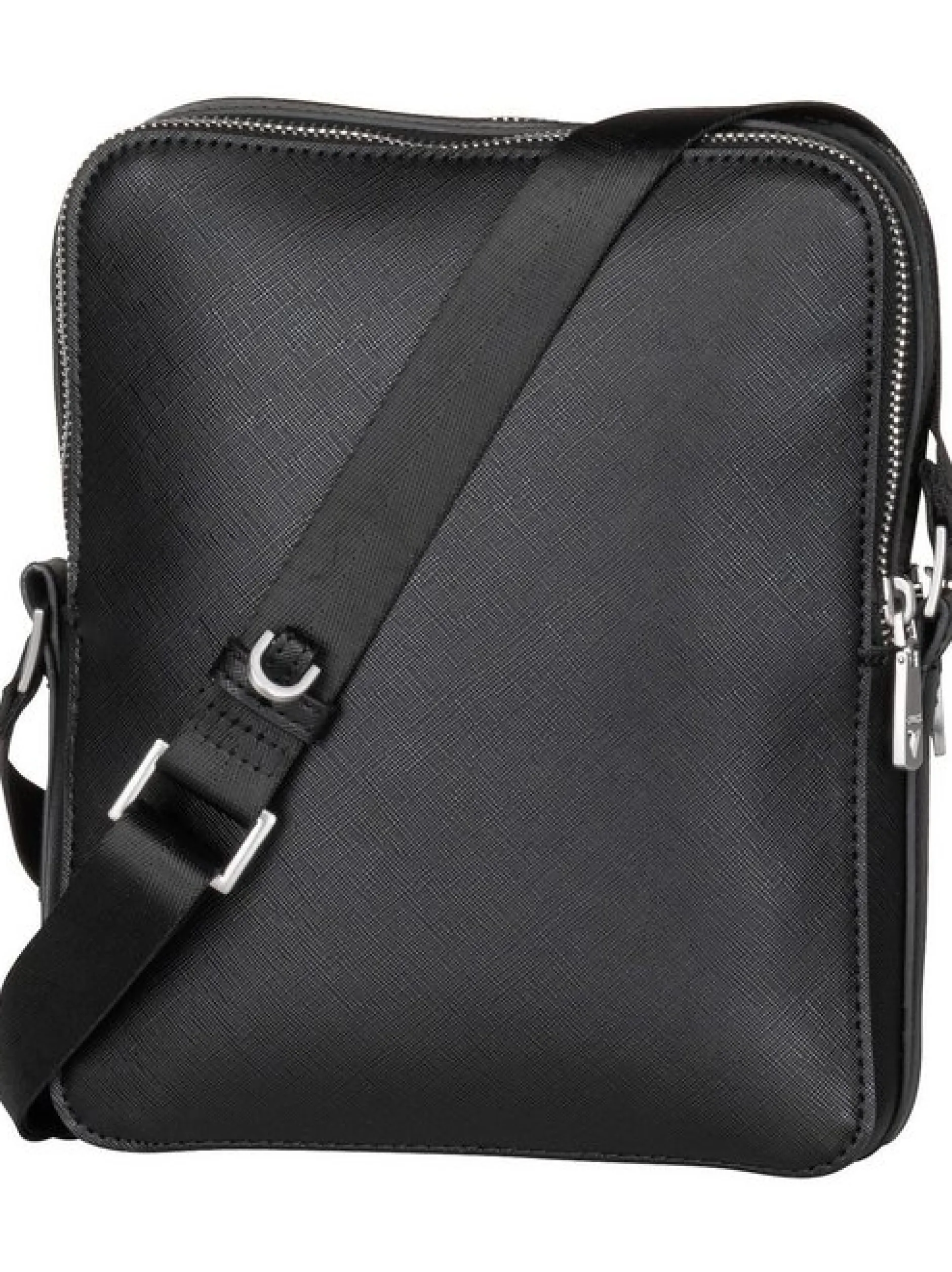 GUESS Herren Bodybag - Torino Saffiano Eco Double Zip in schwarz