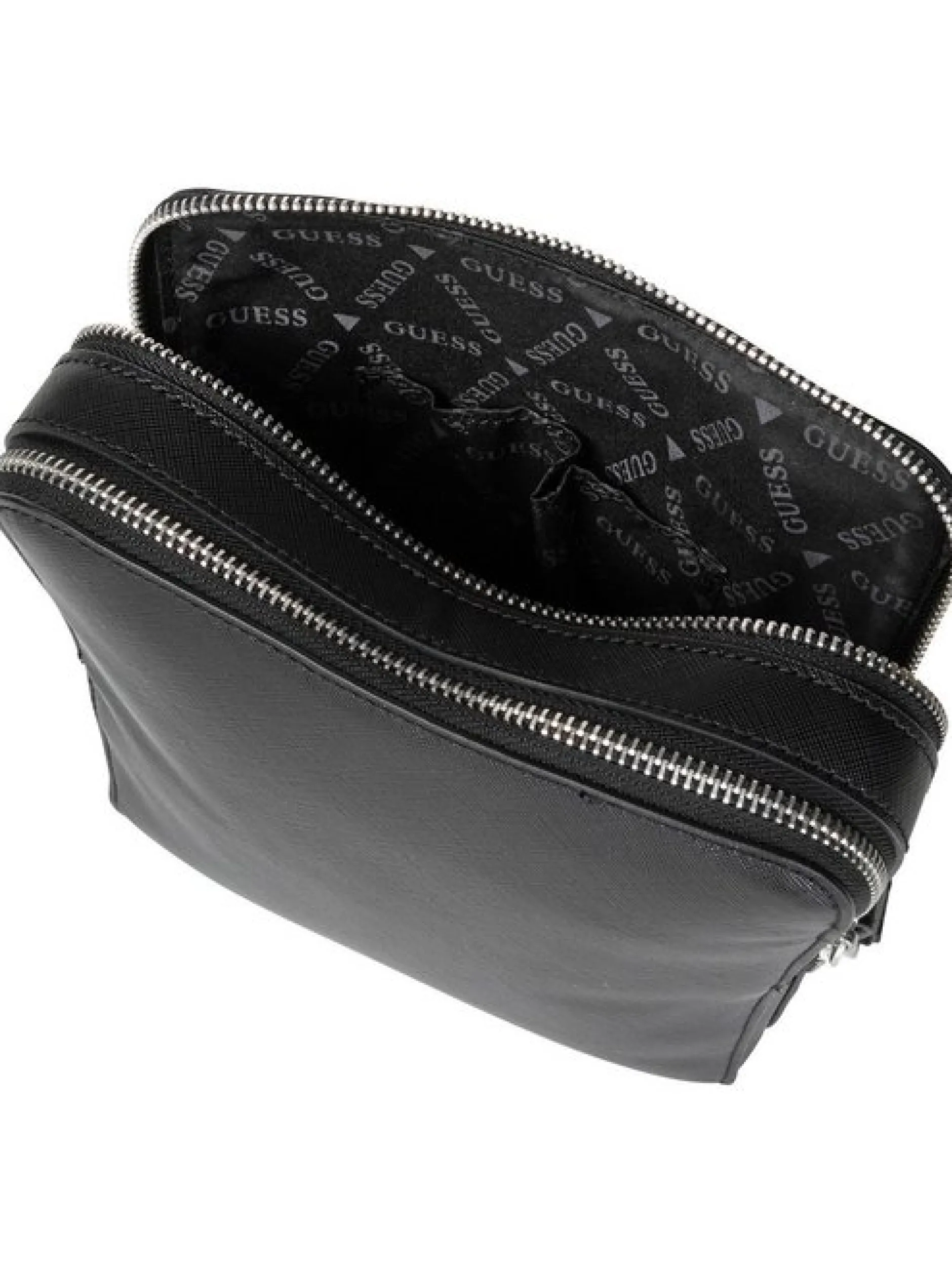 GUESS Herren Bodybag - Torino Saffiano Eco Double Zip in schwarz