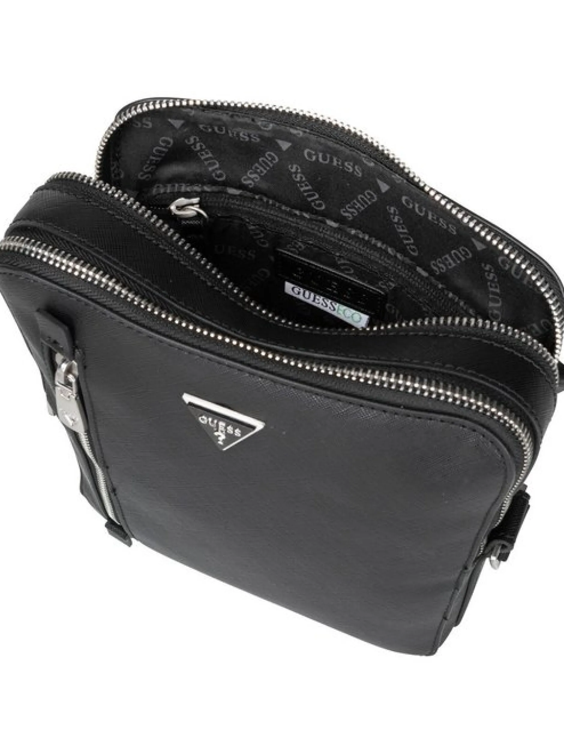 GUESS Herren Bodybag - Torino Saffiano Eco Double Zip in schwarz