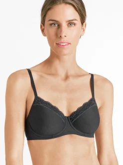 Hanro Damen Schalen BH - Cotton Lace in schwarz