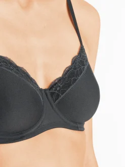Hanro Damen Schalen BH - Cotton Lace in schwarz