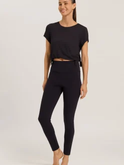 Hanro Damen T-Shirt - Yoga in schwarz - Ärmel: kurzarm