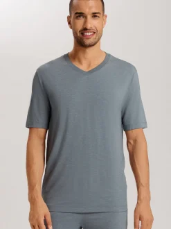 Hanro Herren V-Shirt - Casuals in grau