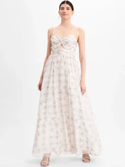 Hey Kyla Damen Abendkleid in ecru lila - Ärmel: ohne Arm