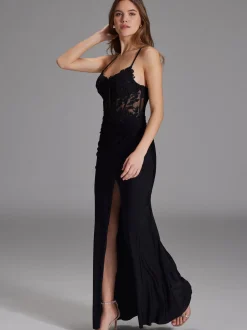 Hey Kyla Damen Abendkleid in schwarz - Ärmel: ohne Arm