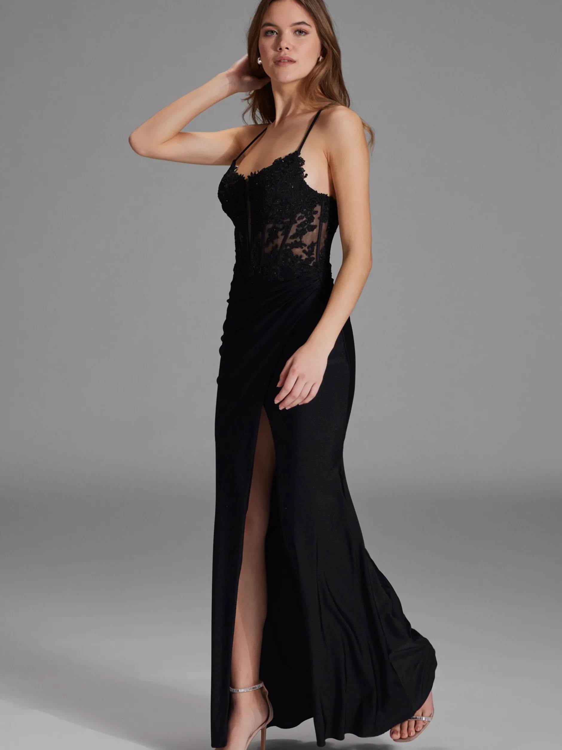 Hey Kyla Damen Abendkleid in schwarz - Ärmel: ohne Arm