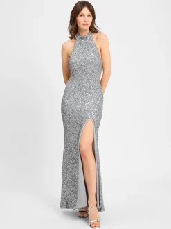 Hey Kyla Damen Abendkleid in silber - Ärmel: ohne Arm