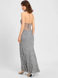 Hey Kyla Damen Abendkleid in silber - Ärmel: ohne Arm
