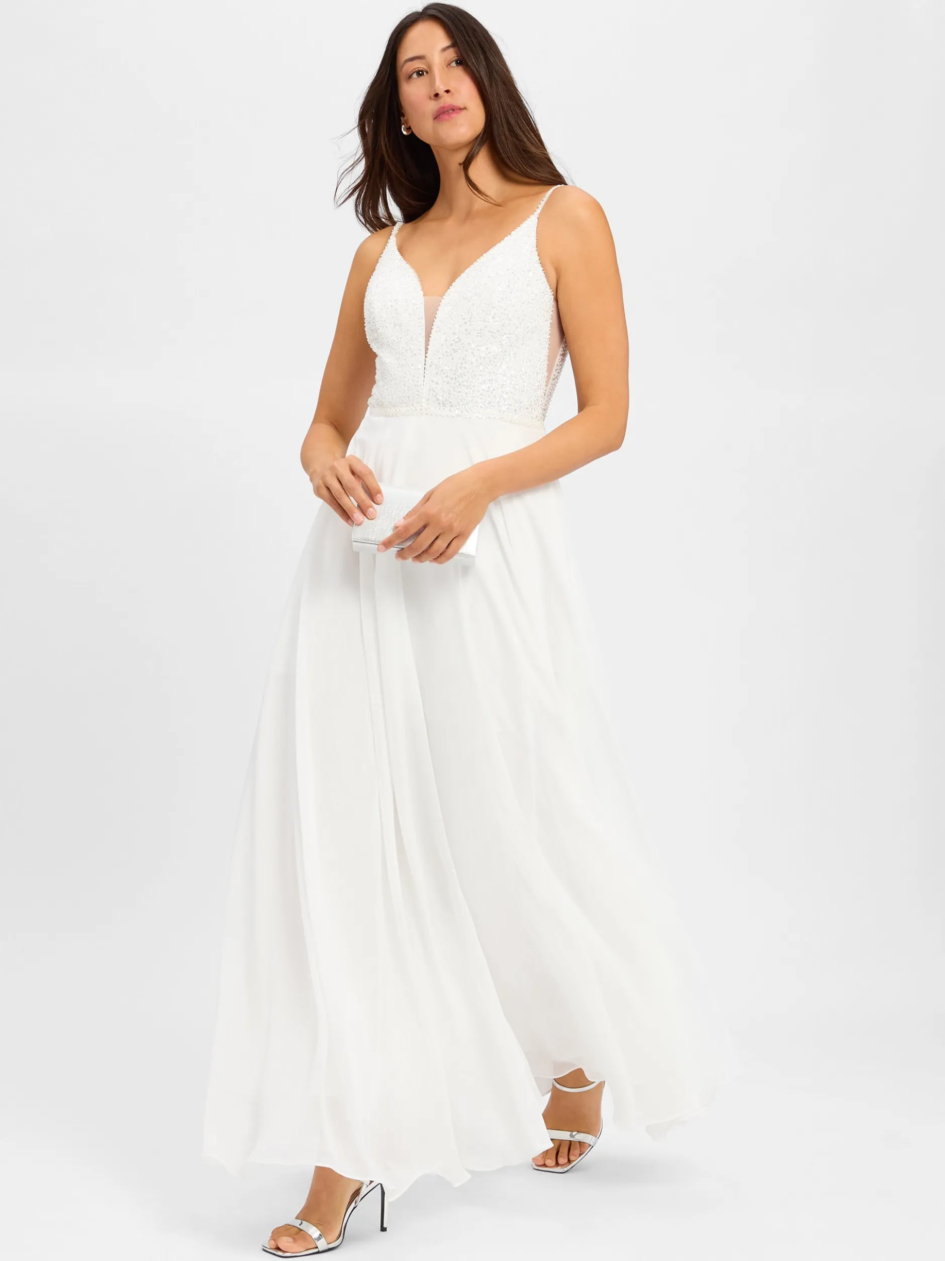 Hey Kyla Damen Abendkleid in weiß - Ärmel: ohne Arm