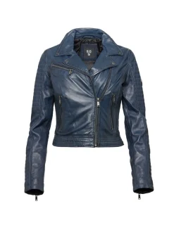 HIS Damen Lederjacke in blau