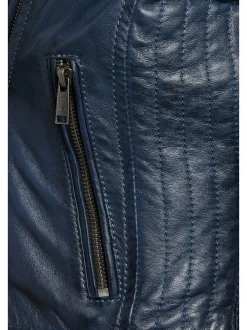 HIS Damen Lederjacke in blau