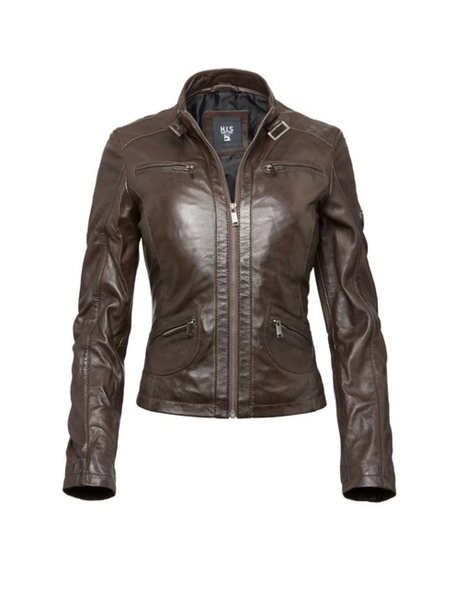 HIS Damen Lederjacke in braun