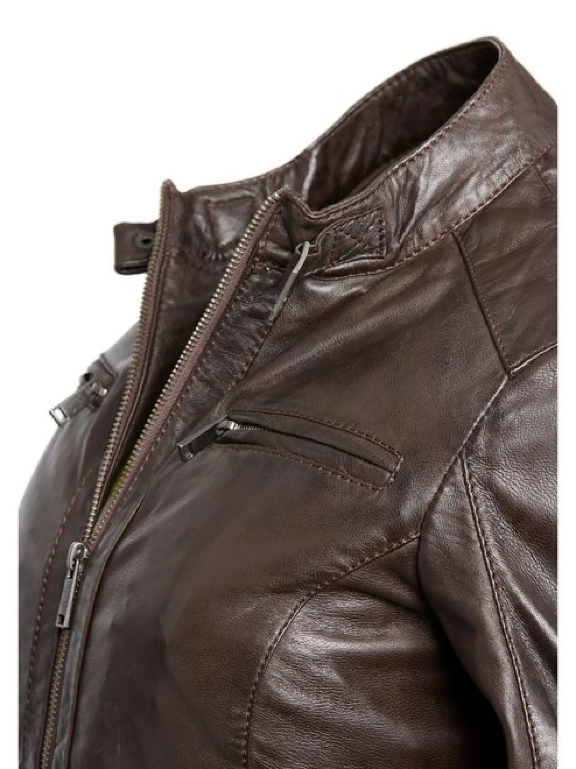 HIS Damen Lederjacke in braun
