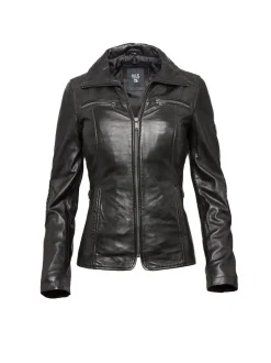 HIS Damen Lederjacke in schwarz