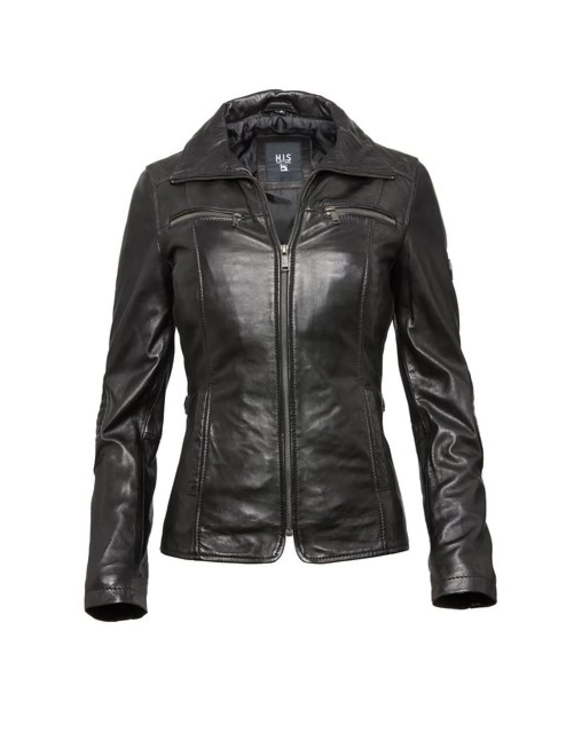 HIS Damen Lederjacke in schwarz