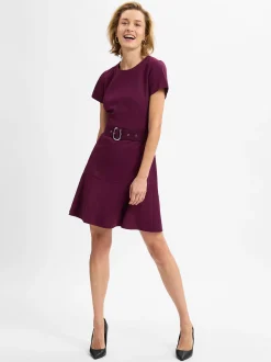 HUGO Damen Kleid - Kevola in aubergine - Ärmel: kurzarm