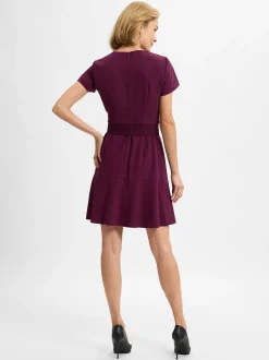 HUGO Damen Kleid - Kevola in aubergine - Ärmel: kurzarm