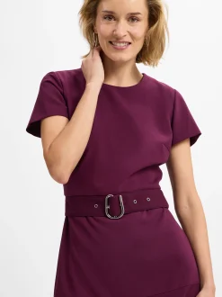 HUGO Damen Kleid - Kevola in aubergine - Ärmel: kurzarm