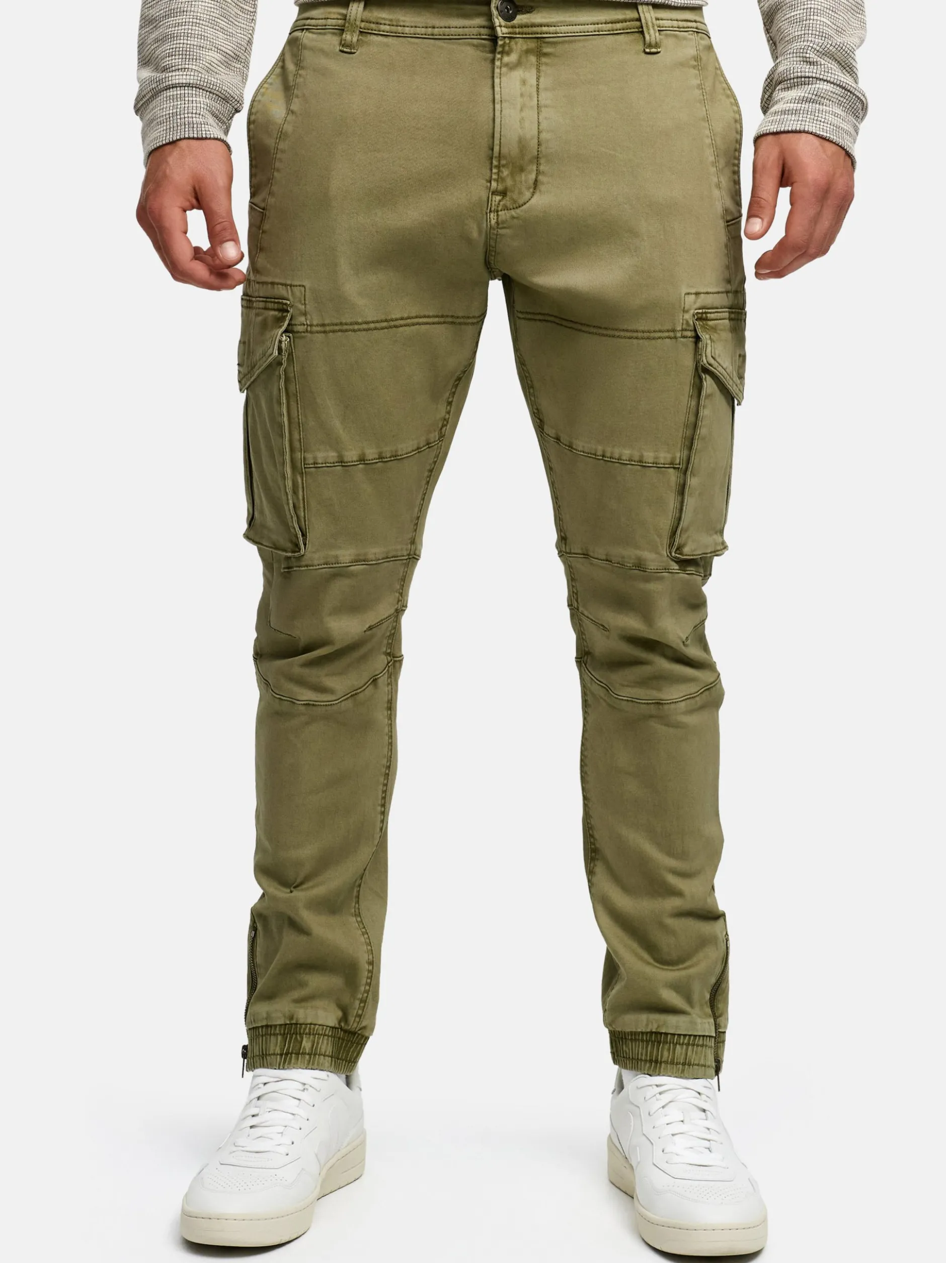 Indicode Herren Cargohose - Alex in grün