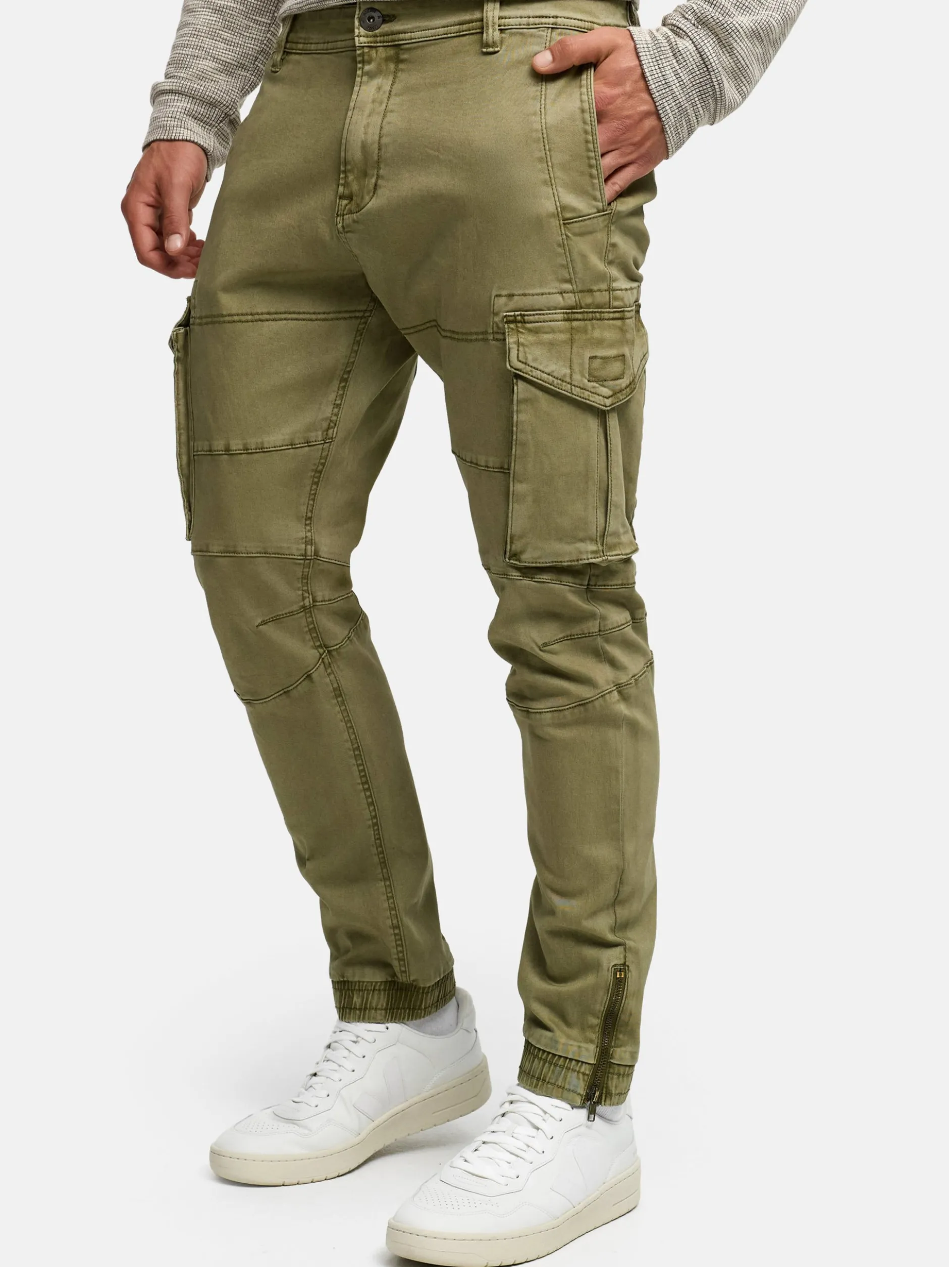 Indicode Herren Cargohose - Alex in grün
