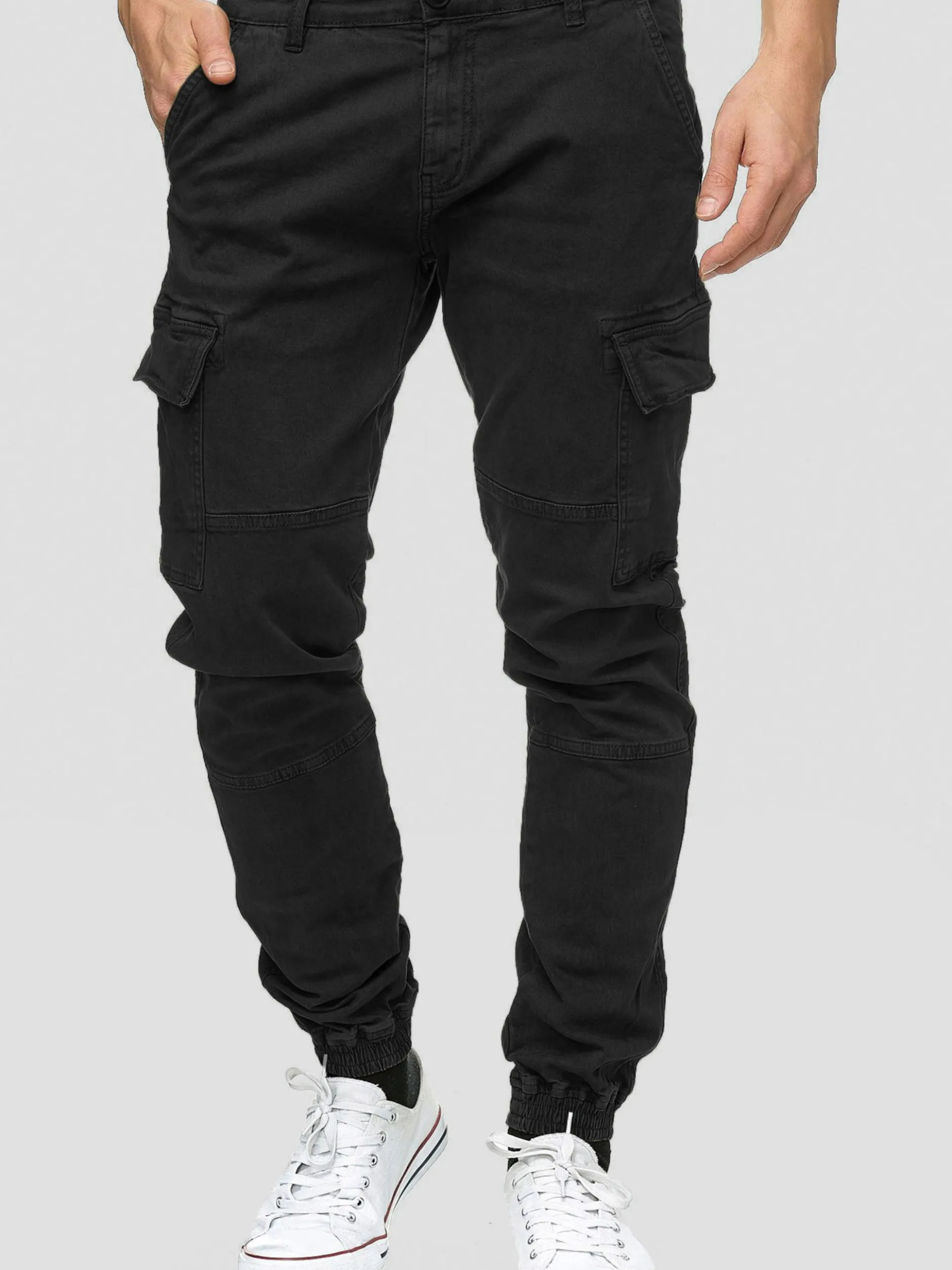 Indicode Herren Cargohose - August in schwarz