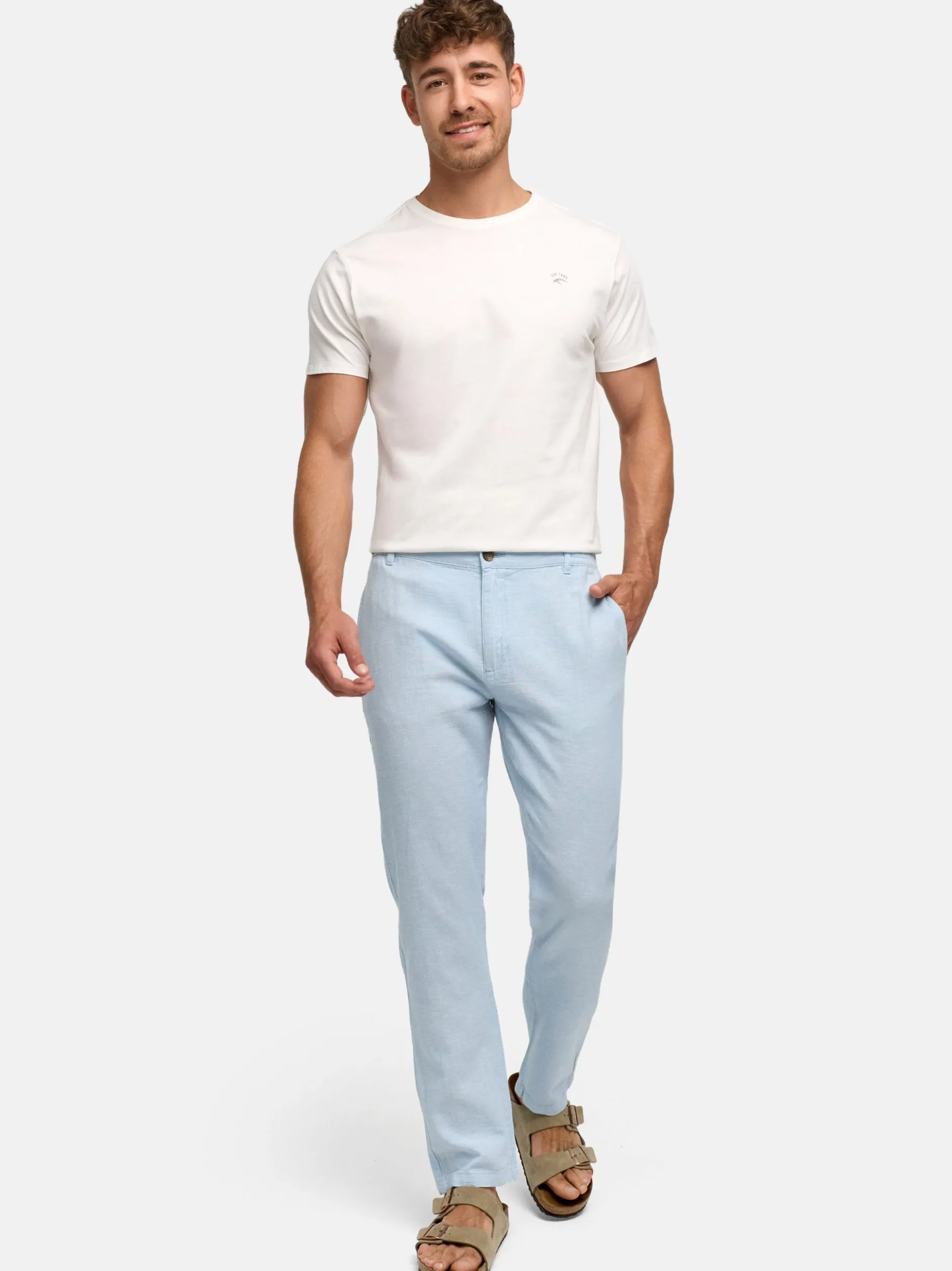 Indicode Herren Chinohose - INLino in hellblau