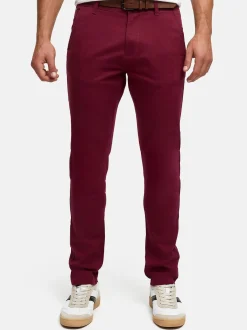 Indicode Herren Chinohose - INPilli in bordeaux rot