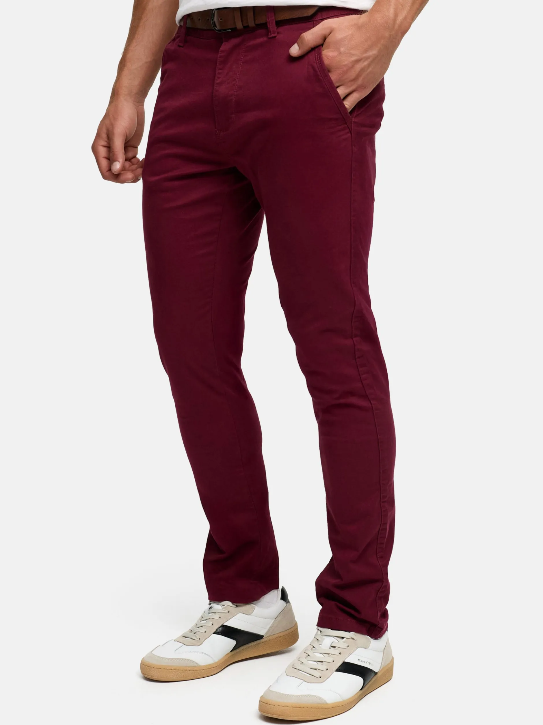 Indicode Herren Chinohose - INPilli in bordeaux rot