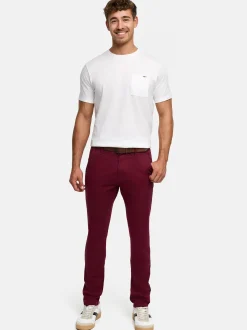 Indicode Herren Chinohose - INPilli in bordeaux rot