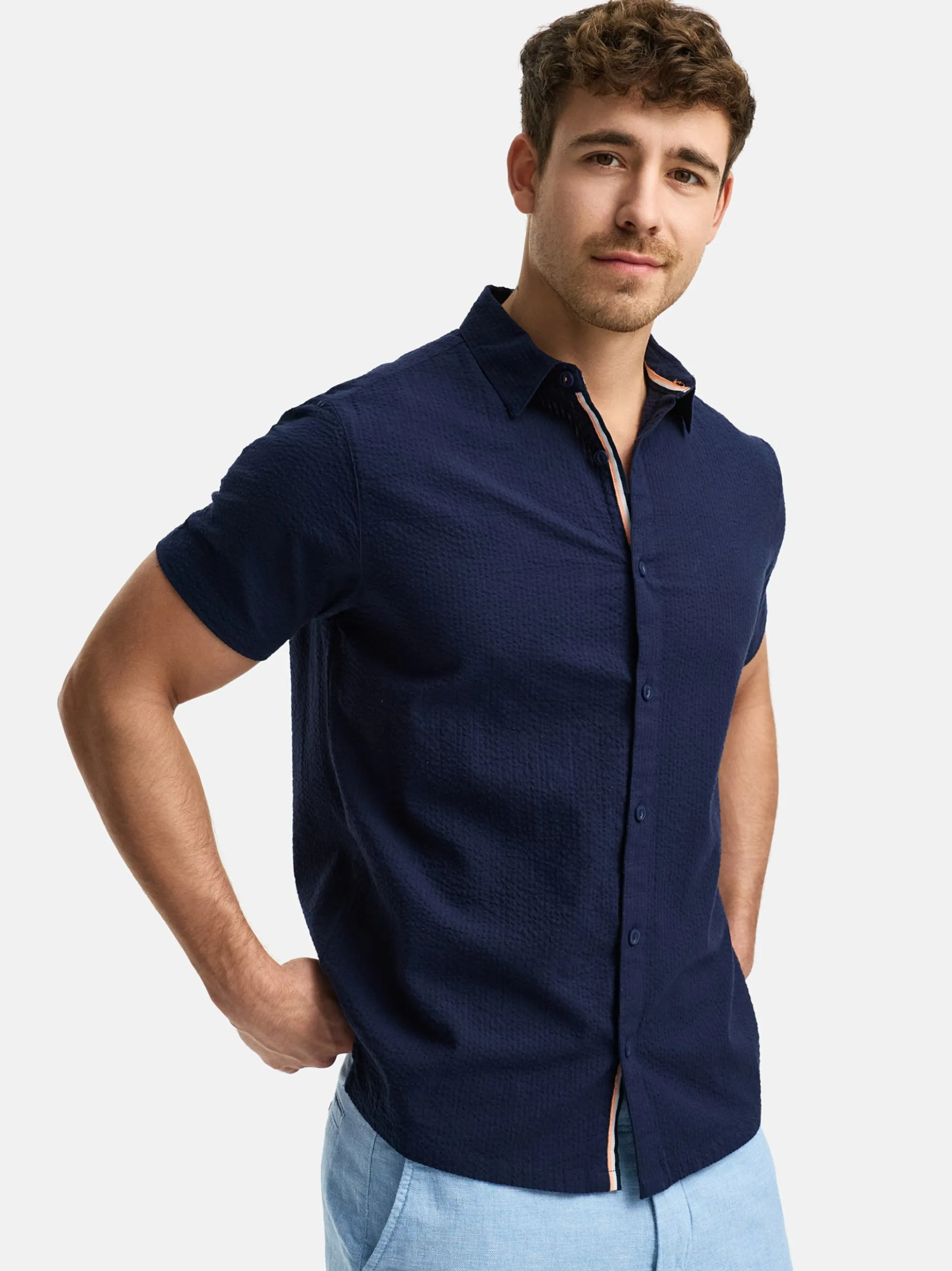 Indicode Herren Hemd Kurzarm - INMaribo in blau