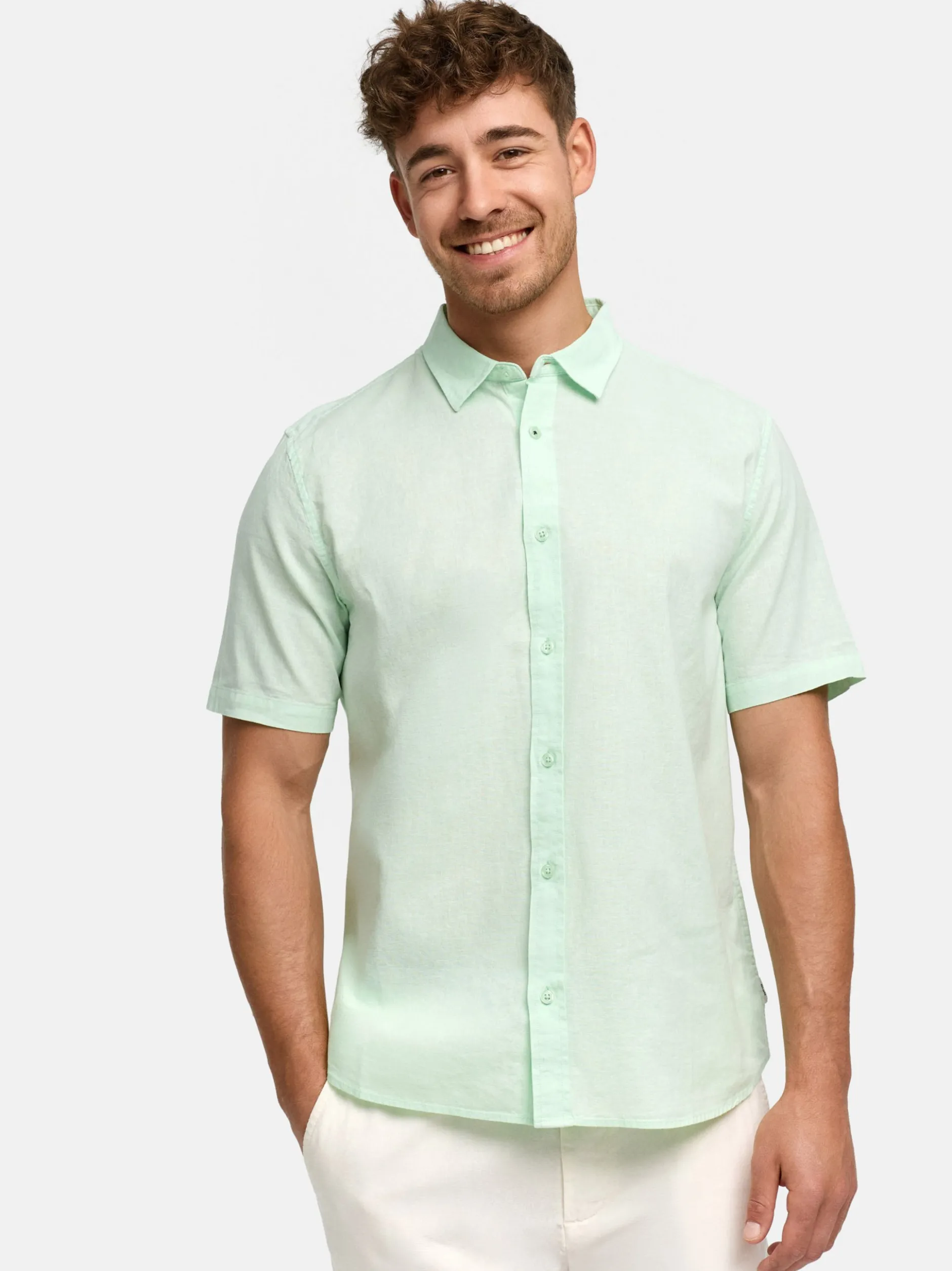 Indicode Herren Hemd Kurzarm - INCeppo in mint