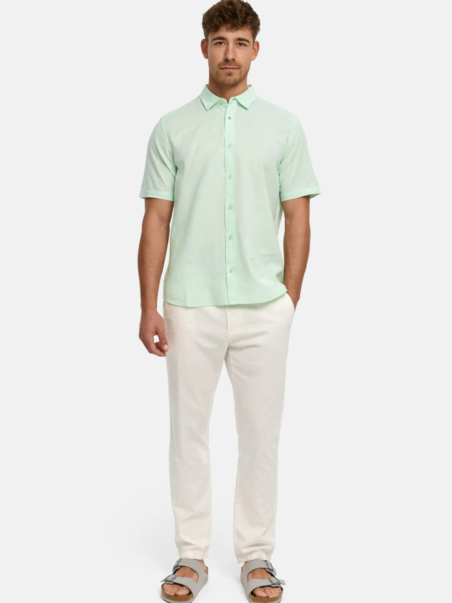 Indicode Herren Hemd Kurzarm - INCeppo in mint