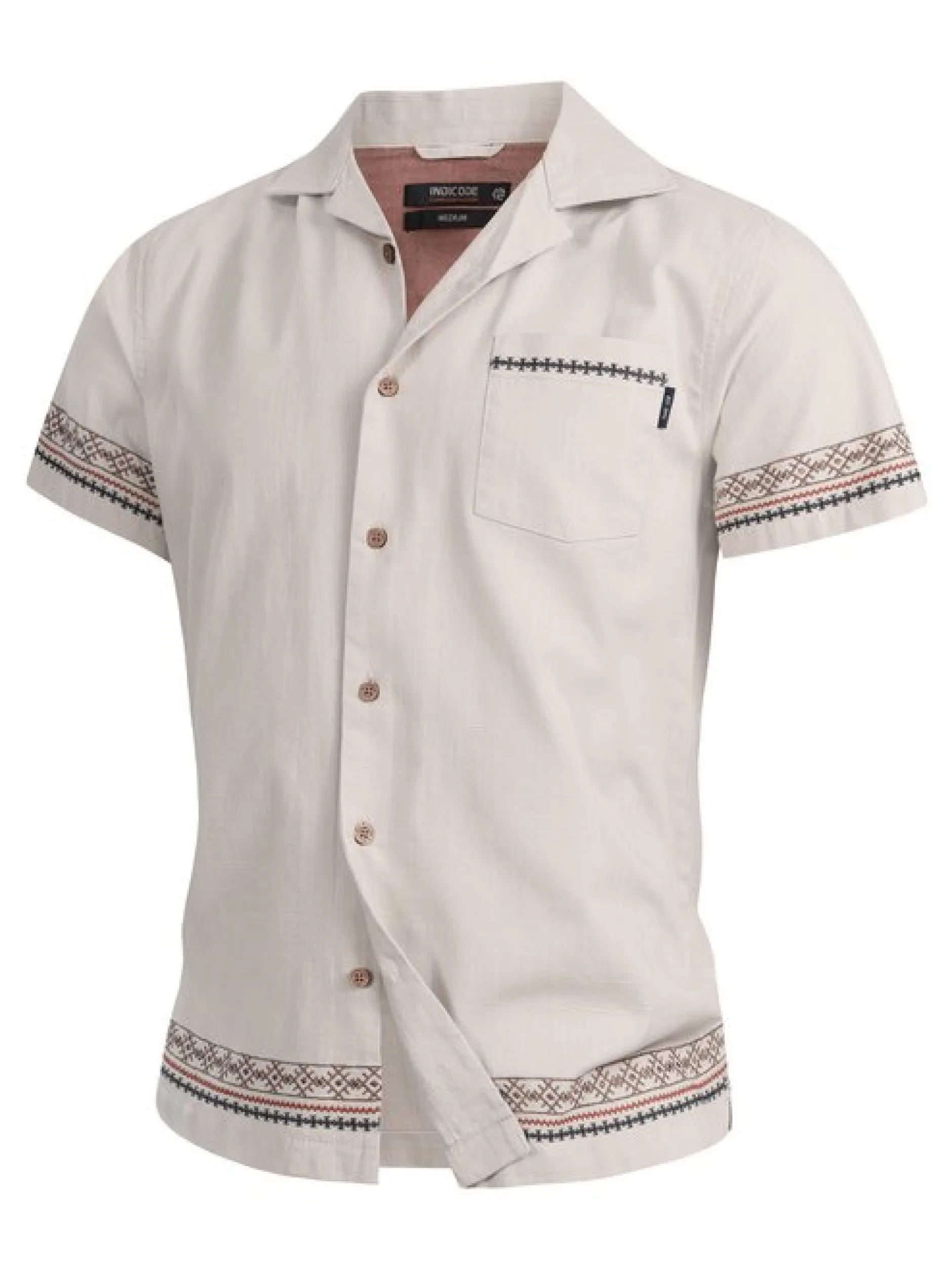 Indicode Herren Hemd Kurzarm - INCotta in beige taupe