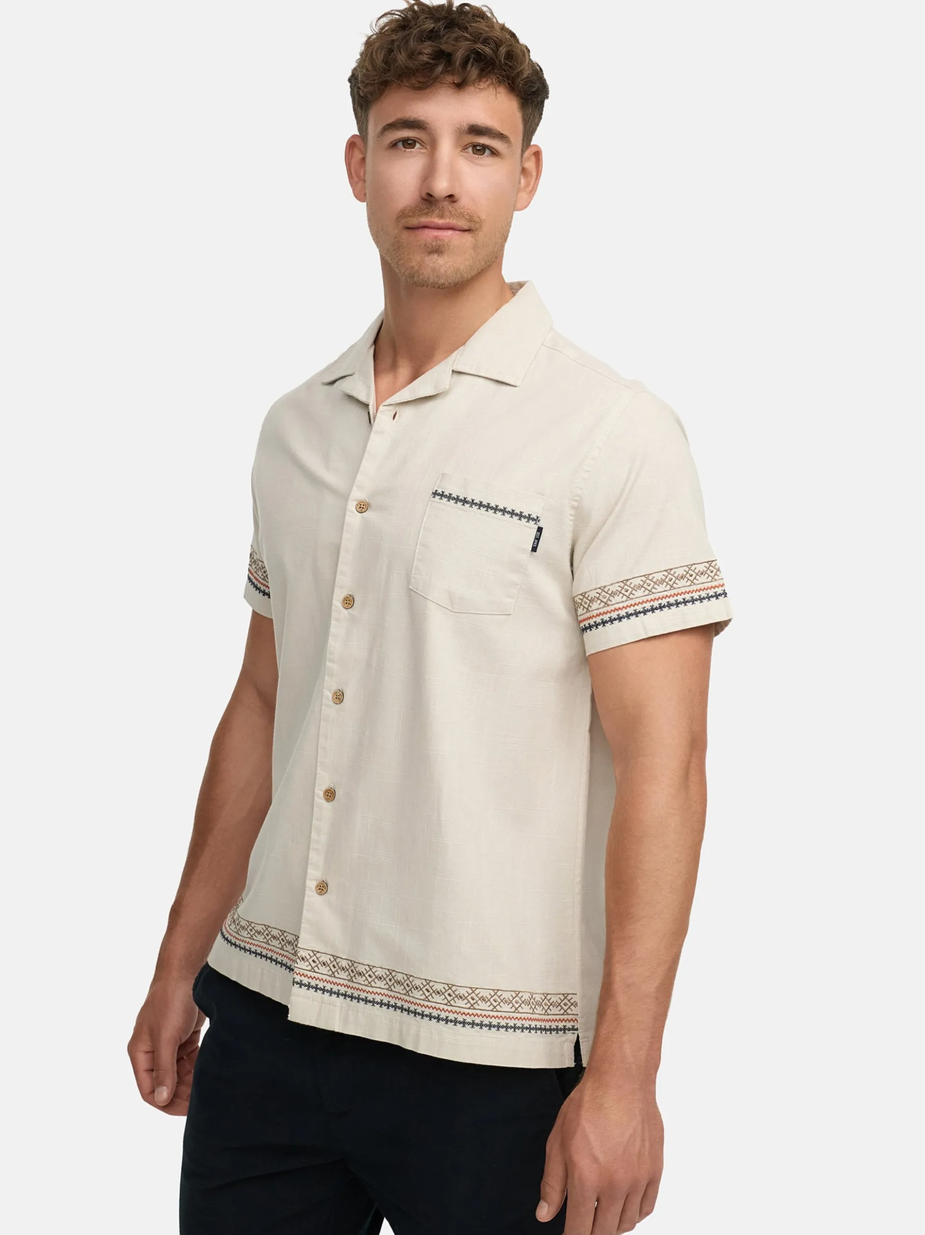 Indicode Herren Hemd Kurzarm - INCotta in beige taupe