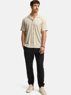 Indicode Herren Hemd Kurzarm - INCrepe in beige taupe