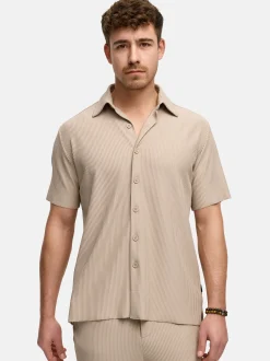 Indicode Herren Hemd Kurzarm - INLamgo in taupe beige