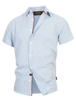 Indicode Herren Hemd Kurzarm - INMaribo in blau braun