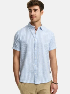 Indicode Herren Hemd Kurzarm - INMaribo in blau braun