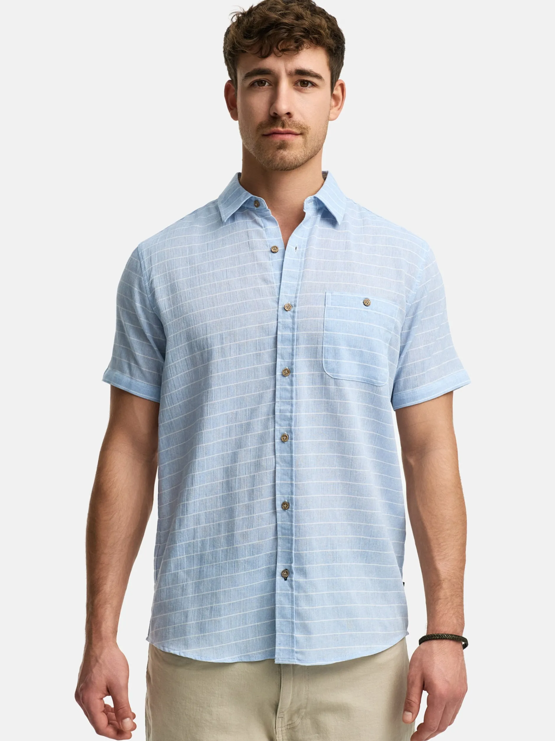 Indicode Herren Hemd Kurzarm - INWay in hellblau blau