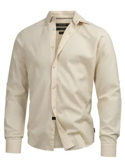 Indicode Herren Hemd Langarm - Brayden in beige sand