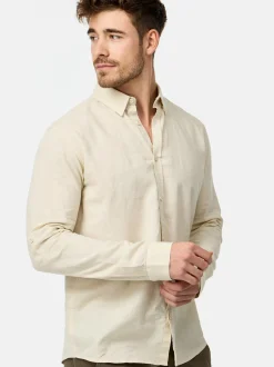 Indicode Herren Hemd Langarm - Brayden in beige sand