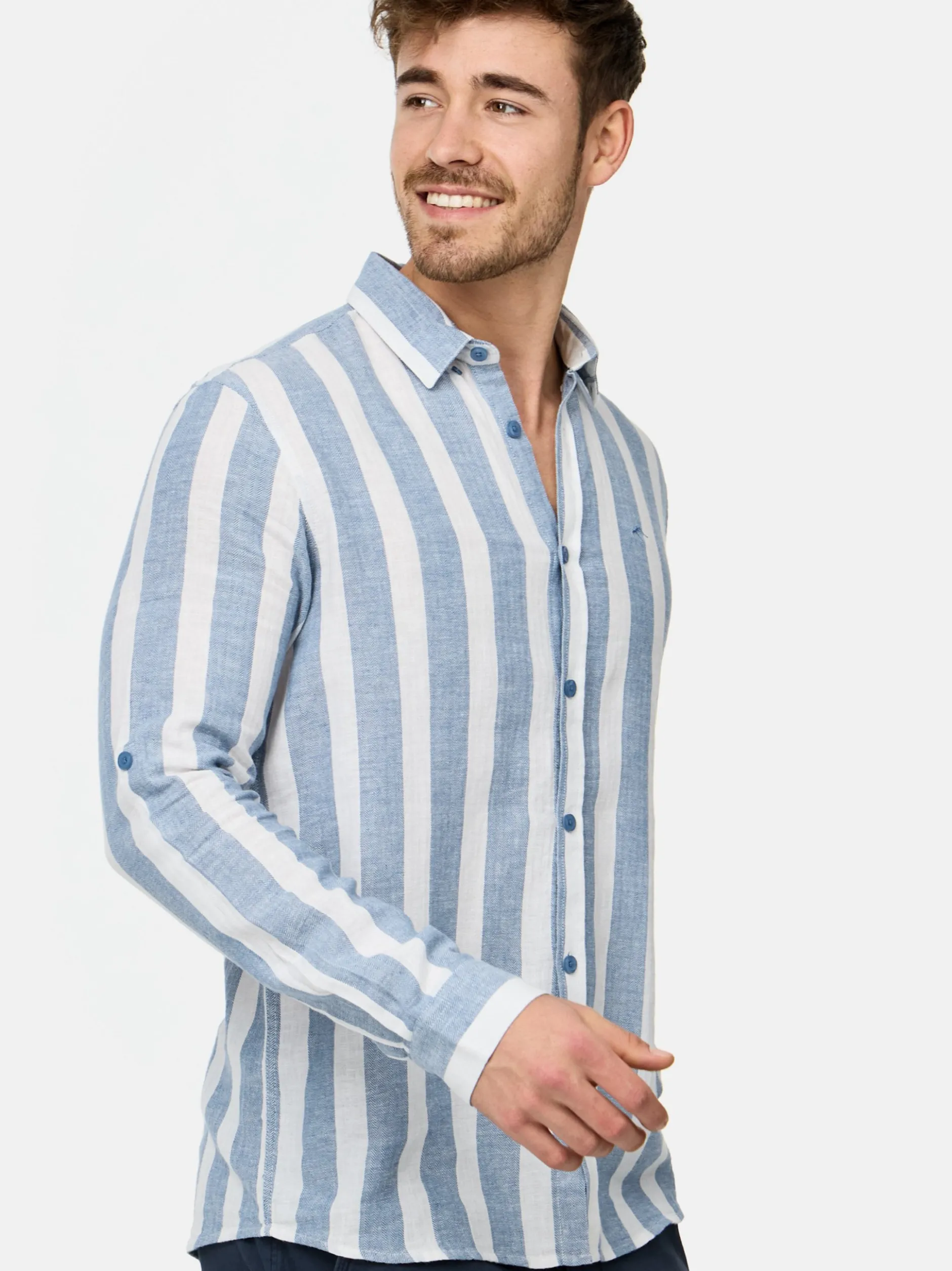 Indicode Herren Hemd Langarm - Brayden in blau