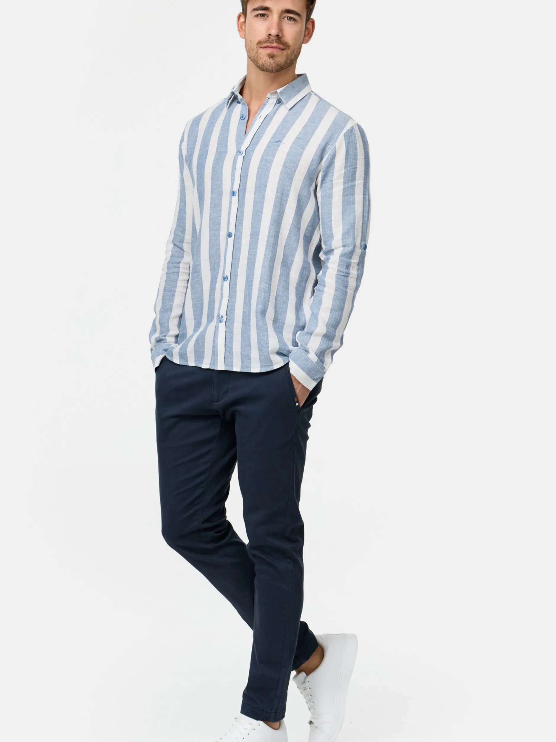 Indicode Herren Hemd Langarm - Brayden in blau