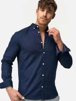 Indicode Herren Hemd Langarm - Brayden in marine