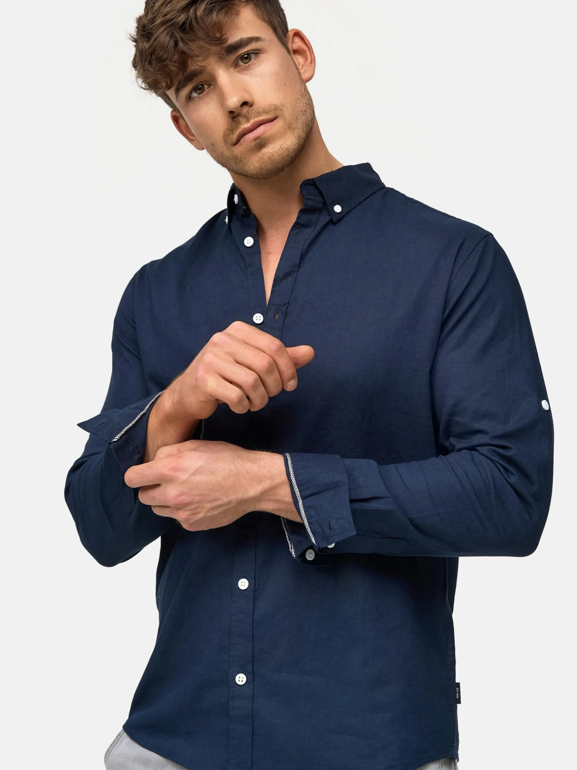Indicode Herren Hemd Langarm - Brayden in marine